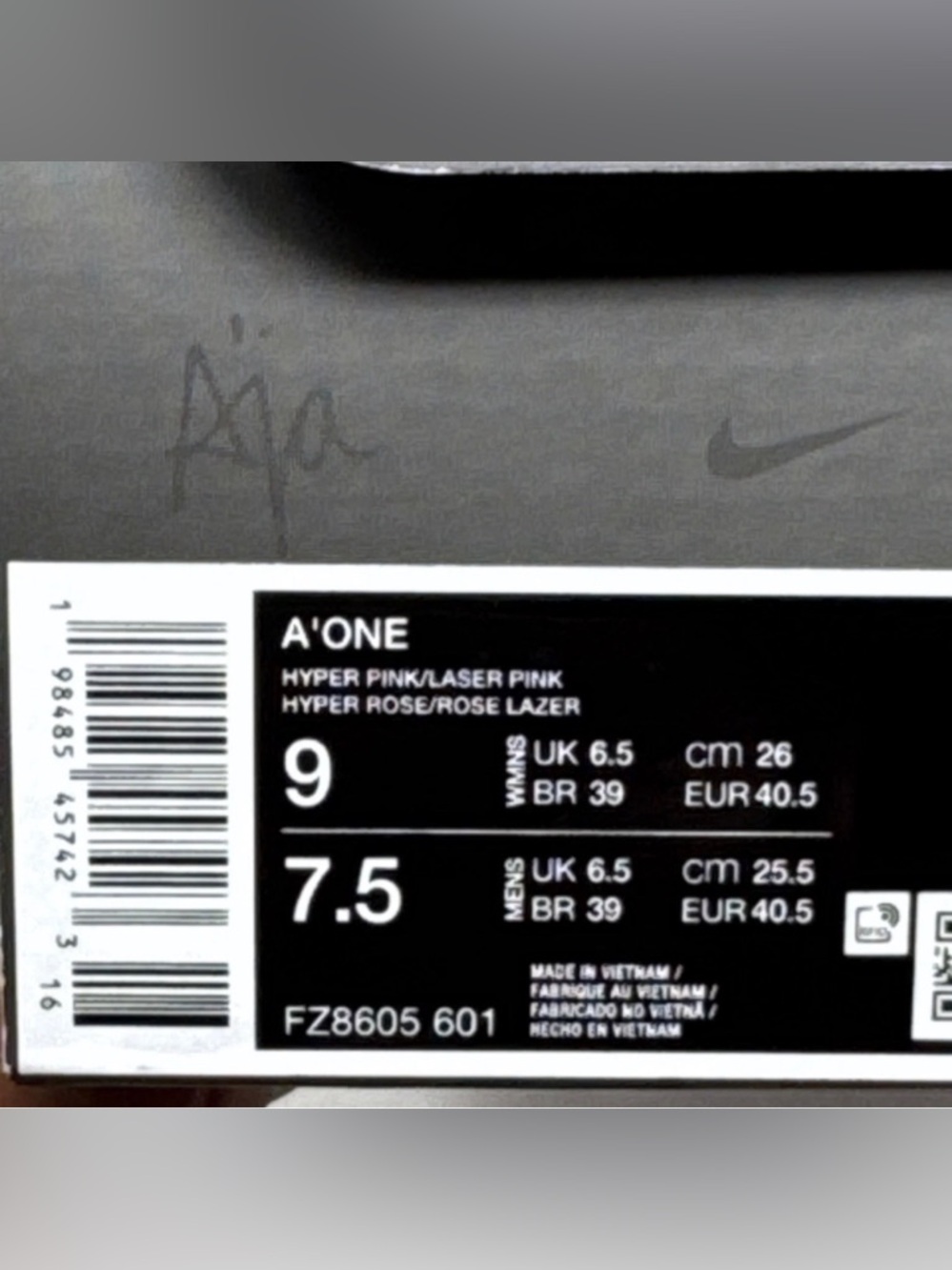 Nike Women's A’One Pink A’ura Hyper Pink Laser Pink Low Top Sneaker FZ8605-601 - Picture 7 of 7
